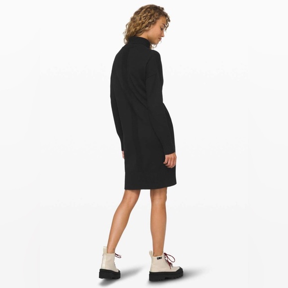 Lululemon Athletica Softer Still Turtleneck Pullover Dress Black S Cashlu™ Knit - Picture 7 of 12